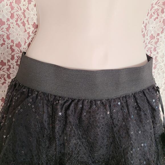 NWT BB Dakota Jack black sequin mesh a line mini skirt size small - Picture 6 of 11